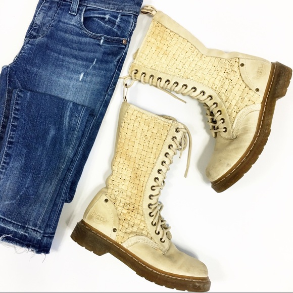 Dr. Martens Shoes - RARE Dr. Martens Mala Woven 14 Eyelet Combat Boots